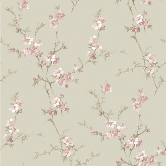 York Wallcoverings Marquis PR9016 Wallpaper Cherry Blossoms Floral Lavender Pink